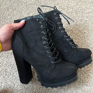 Black Platform Suede Booties